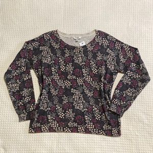 Joie Eloisa Floral Long Sleeve Cashmere Blend Sweater Size Small